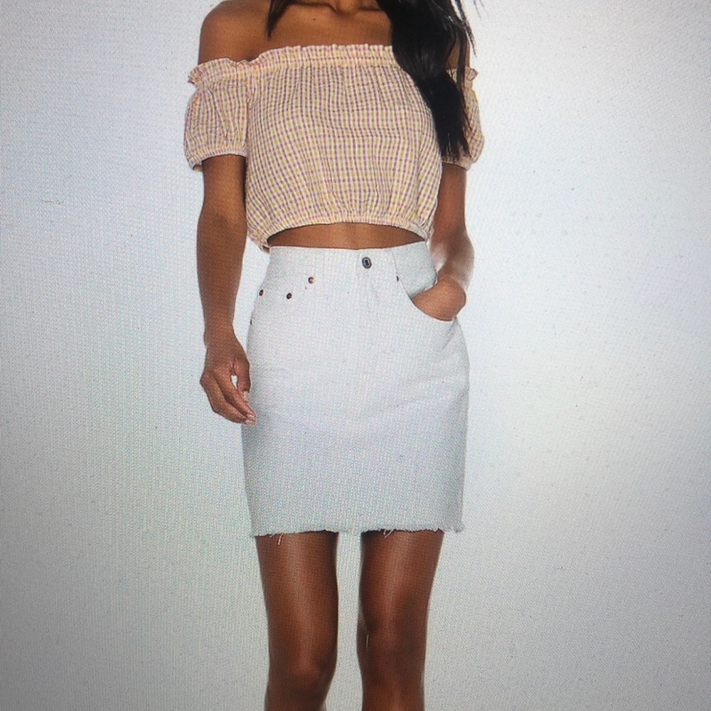 LEVIS High Rise Deconstructed Skirt, Pearly White